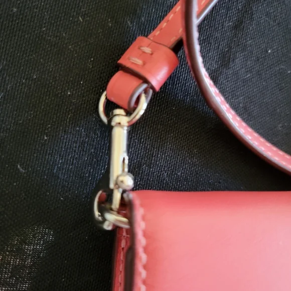 Coach Coral Pink Foldover Small Crossbody Purse Bag Clutch WOC - Picture 2 of 14